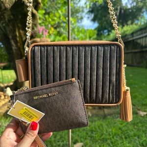 Michael Kors Quilted Crossbody Bag and wristlet BUNDLE